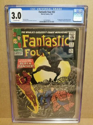 Fantastic Four 52 Cgc 3.  0 (gd/vg) 1st Black Panther 1966 Stan Lee Jack Kirby