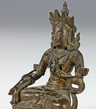 Small Antique Chinese Tibetan Bronze Statue of Seated Buddha 3