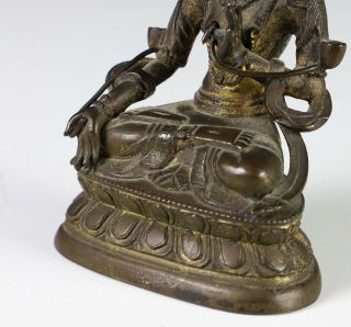 Small Antique Chinese Tibetan Bronze Statue of Seated Buddha 4