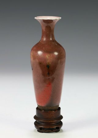 Rare Antique Chinese Peachbloom Glazed Amphora Vase With Kangxi Mark