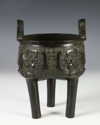 Antique Chinese Bronze Tripod Footed Censer - Ming Dynasty