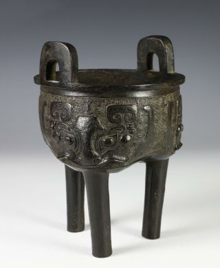 Antique Chinese Bronze Tripod Footed Censer - Ming Dynasty 2