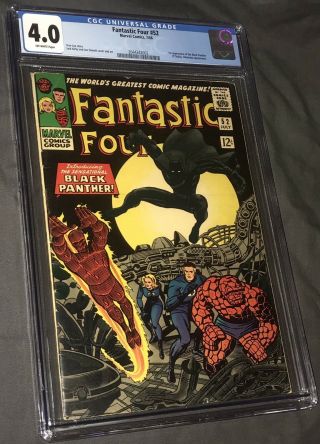 Fantastic Four 52 Cgc 4.  0 Ow 1st App.  Of Black Panther Marvel 1966