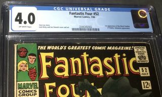 Fantastic Four 52 CGC 4.  0 OW 1st app.  of Black Panther Marvel 1966 3