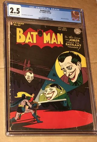 Batman 37 Cgc 2.  5 C - Ow Joker Cover Dc 1946