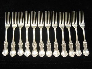 Rare Set 12 Forks C.  1850 Antique American Coin Silver William Gale? Van Ness? Ny