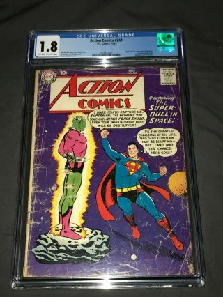 Action Comics 242 Cgc 1.  8 Ow - W - Key - 1st Braniac,  Krypton - Dc 1958