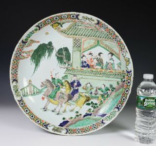 Large Antique Chinese Famille Verte Porcelain Charger Plate 2