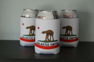 Set Of 3 Star Wars At - At Walker Galactic Empire Beer Can Cooler California Flag