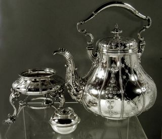 English Sterling Tea Set Kettle & Stand 1870 - Abercrombie - 86 Oz. 5