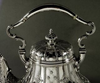 English Sterling Tea Set Kettle & Stand 1870 - Abercrombie - 86 Oz. 6