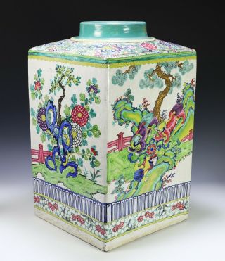 Massive Antique Chinese Porcelain Tea Jar with Vibrant Colors 2