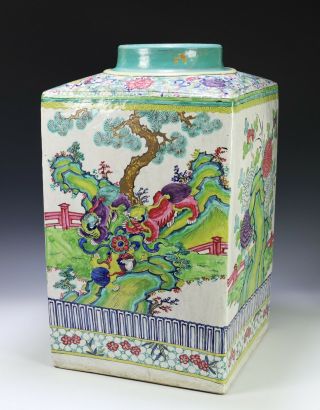 Massive Antique Chinese Porcelain Tea Jar with Vibrant Colors 3