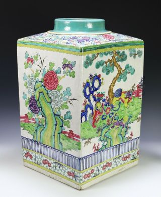 Massive Antique Chinese Porcelain Tea Jar with Vibrant Colors 4