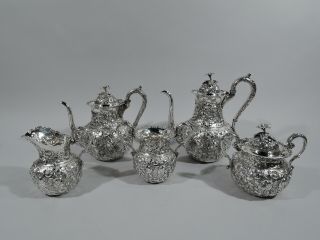 Ag Schultz Coffee & Tea Set - Baltimore Repousse - American Sterling Silver
