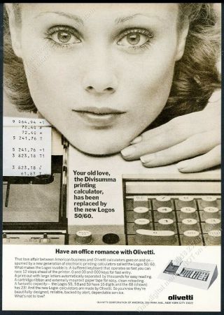 1974 Olivetti Logos 50 60 Calculator Photo Vintage Print Ad