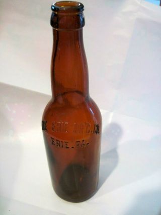 Early Erie Pa Old Erie Consumer Amber Brewing Bottle 9 In.