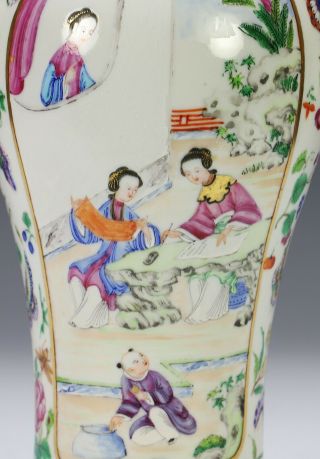 Antique Chinese Rose Mandarin Porcelain Covered Garniture Vase 4