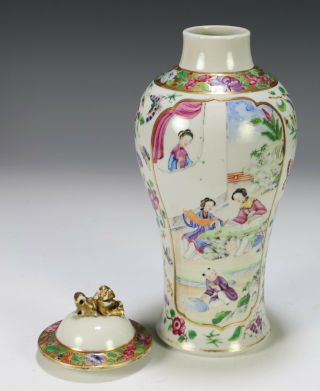 Antique Chinese Rose Mandarin Porcelain Covered Garniture Vase 6