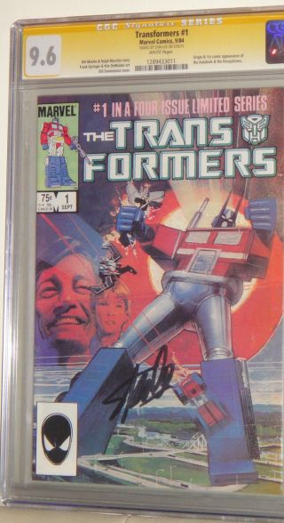 Stan Lee Signed CGC Graded 9.  6 Transformers 1 First 1984 Marvel Comic Book 3