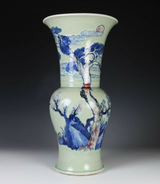 Large Antique Chinese Porcelain Phoenix Tail Yenyen Vase - Kangxi Period