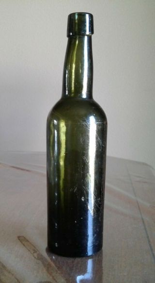 Old Dark Green Glass Beer Bottle 9 - 3/4 " Tall