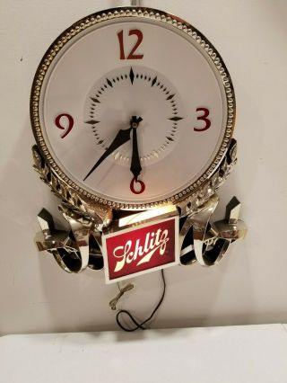 Vintage 1979 Schlitz Beer Lighted Clock,  Nos