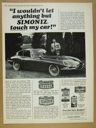 1966 Simoniz Car Wax Jaguar Xke Xk - E E - Type Coupe Photo Vintage Print Ad