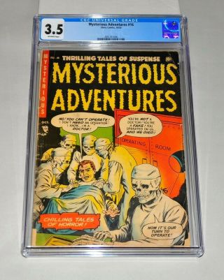Mysterious Adventures 16 Cgc 3.  5 Off - White Pages 1953 Pre - Code Horror