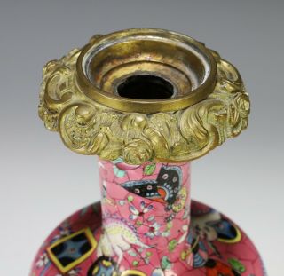 Unusual Antique Chinese Enameled Vase with Dragons and Ormolu Bronze Mounts 7