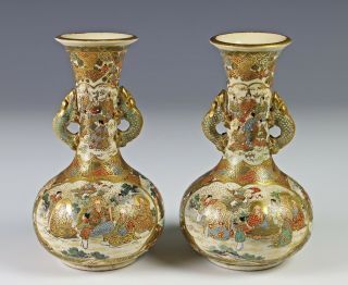 Antique Japanese Satsuma Vases - Meiji Period
