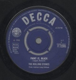 The Rolling Stones Rare 1966 Uk Only 7 " Decca 1st Press Single " Paint It Black "