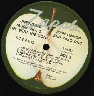 VINYL LP John Lennon Yoko Ono Unfinished Music No 2 Life With The Lions 1st VG, 4