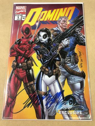 Domino 1 J Scott Campbell Exclusive Cover B Signed W/ 0885 Deadpool Cable