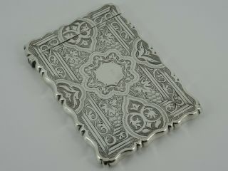 Solid Sterling Silver Gothic Visiting Card Case Birmingham 1897 George Unite