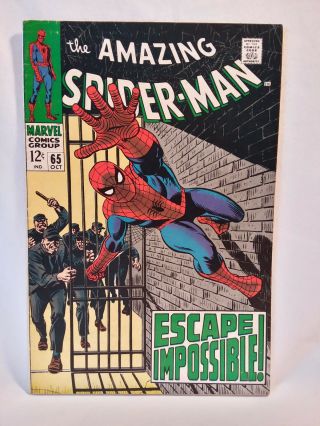 Marvel Comics 1968,  Spider - Man 65,  Vg/fn,  No Staples (prtg.  Error)