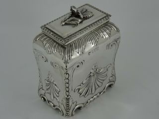 Stunning Solid Sterling Silver Embossed Tea Caddy Canister Box London 1901 422g