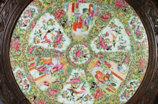 Large Antique Chinese Rose Medallion Porcelain Tile Plaque 3