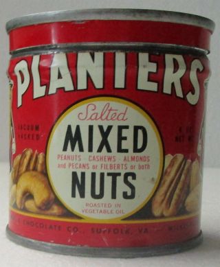 C.  1944 Planters Salted Mixed Nuts 4 Ounce Tin