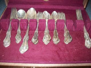 service for 12 sterling silver flatware Joan Of Arc GUC with chest 87 pc. 4