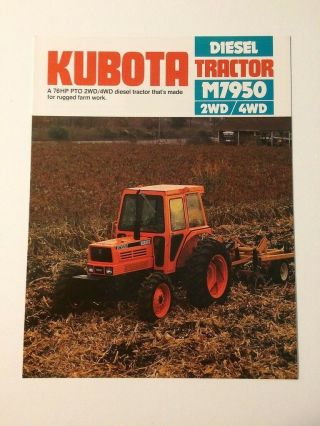 Kubota M7950 7950 Tractor Color Brochure Vintage 
