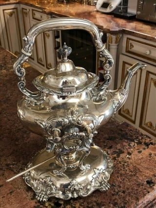 Reed&Barton Sterling Teapot&Stand Burgundy 74 oz 10