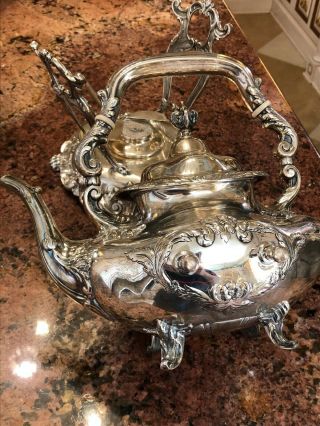 Reed&Barton Sterling Teapot&Stand Burgundy 74 oz 5