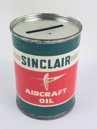 Sinclair Aircraft Oil Miniature Mini Bank 3 " Can,  Paper Label Gas & Oil,  212