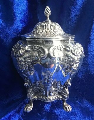 Antique Solid Silver Tea Caddy George Nathan & Ridley Hayes Chester 1908