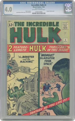 Incredible Hulk (1st Series) 4 1962 Cgc 4.  0 1335510005