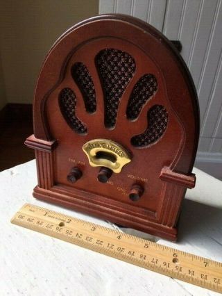Vintage Battery Operated Wooden Am Fm Radio With Jack Daniels Logo
