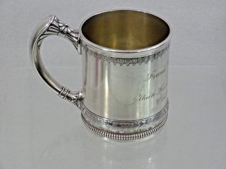 Gorgeous Antique Gorham Sterling Silver Cup Mug Christmas 1891 Frank Wood Dunlap