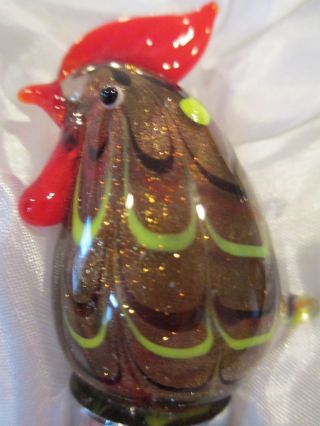 Murano Glass Rooster Brown Wine Stopper