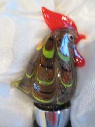 MURANO GLASS ROOSTER BROWN WINE STOPPER 2